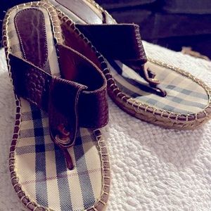 Authentic Burberry Nova Check Espadrille Wedges